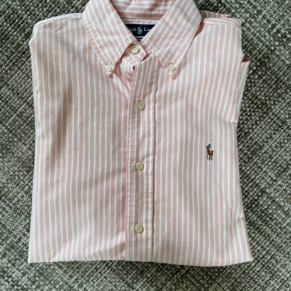 Pink and white striped Ralph Lauren button down